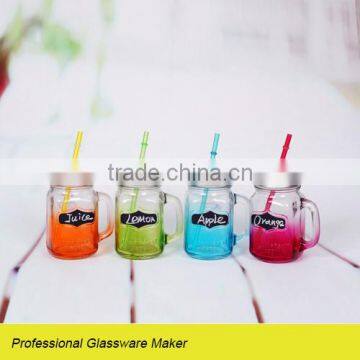 hot selling 4pcs Glass Mason Jar Set with Black Board glass drinking jar set