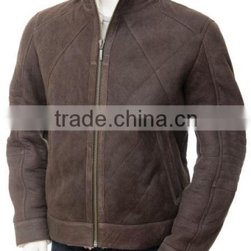 Classical casual men leather jacket with collar fur