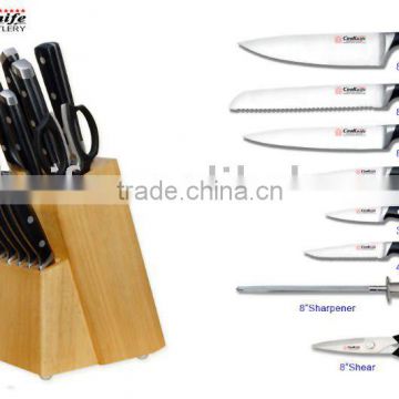 Three Rivet Plastic Handle 14 Pcs Kitchen Knife Set