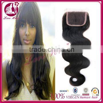 Hair Peruvian Loose Wave Virgin Hair 4pcs lot Millde Part Lace Closure with 3 bundles Free Shipping,Natural Color