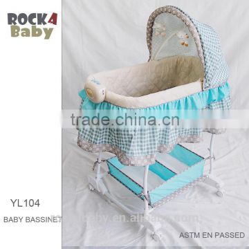 ASTM approved baby bassinet cotton baby basket with wheels
