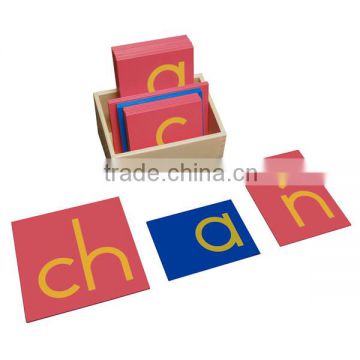 Montessori language educational kits spanish print sandpaper letters with box