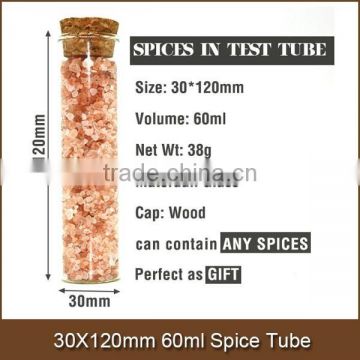 30X120mm 60ml Spice Tube with Wooden Cap