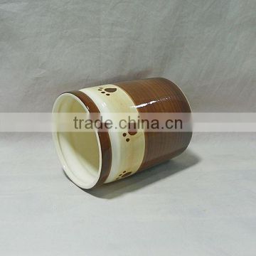 Column Brown Ceramic Dog Treat Jar