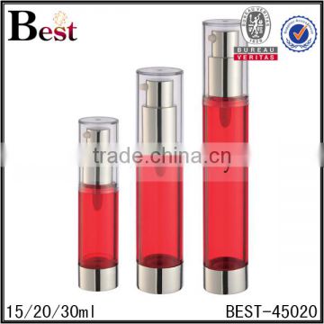 hot products promotion fancy translucent red 30ml airless bottle with silver UV pump for cosmetic lotion serum china suppliers