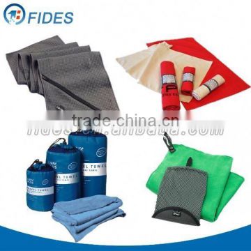 cusmotized 80% polyester 20% polyamide microfiber beach towel in pouch