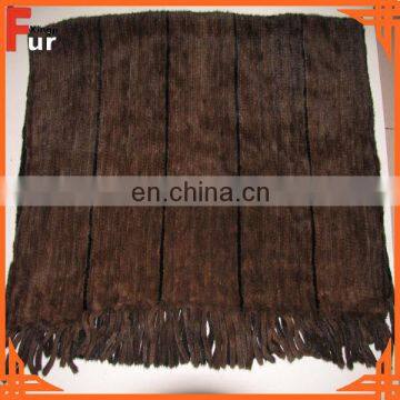 Black / Dark Brown knitted Mink Fur Blanket