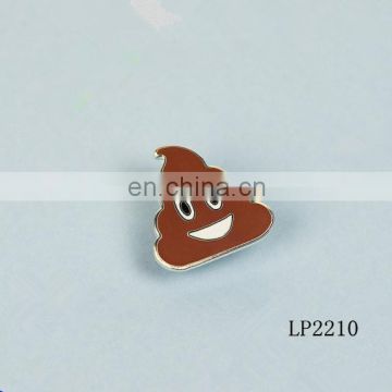 Wholesale fashionable silver plated happy poop brown enamel emoji lapel pin