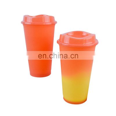 2021 Custom Logo Printed Color Changing Plastic Tumbler Cups Bulk Christmas Plastic Mugs with Lid and Straw