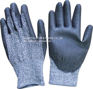 HPPE Fiberglass Liner PU Coated Level 3 Cut Resistant Gloves  bagloves
