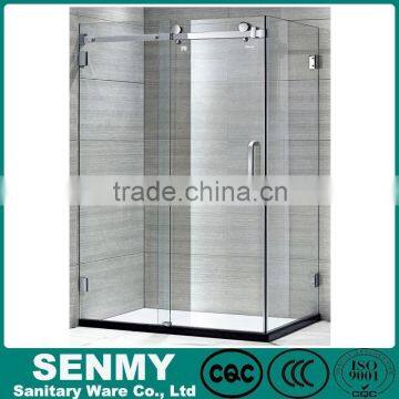 Frameless modern tempered glass sliding open shower cubicle