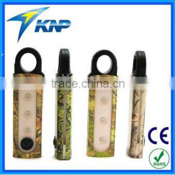 Camo 3+3+1led camping flashlight with Carabiner Hook
