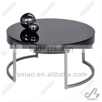 Contemporary black Coffee Table with stainless steel 6-1 (4291)