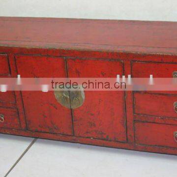 Chinese Antique Shanxi Red Cabinet with Drawers
