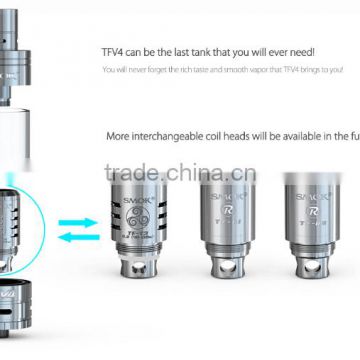 2015 best Sub ohm Tank!! 100% Genuine SMOK Tfv4 Kit, 3 coils and 4 coil available.