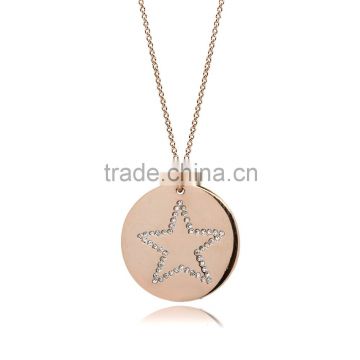 14K Rose Gold Plate with Genuine Crystal Stone Star Pattern in 925 Silver/Brass Customize Design