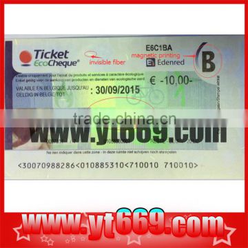 Voucher ticket printed with fluorescence