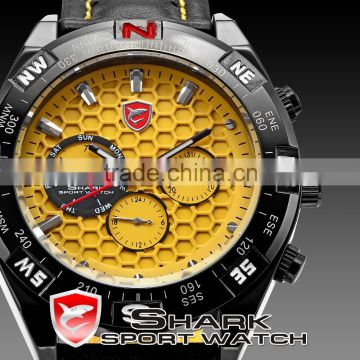 Analog Date Day Sport Quartz Genuine Leather Wrist Watch SH083