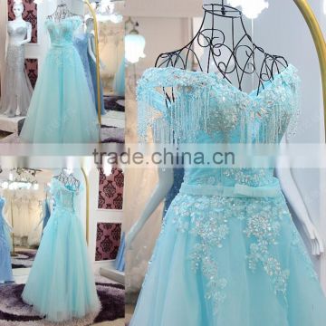 Robes De Soiree 2016 Longue Shining Crystal Beading Formal Evening Gowns Dress Elegant Off The Shoulder Lace Applique ML185