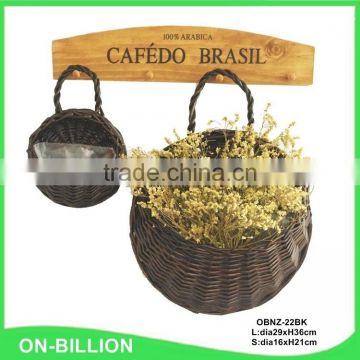 Hand woven decorative hanging wicker wall basket for plant