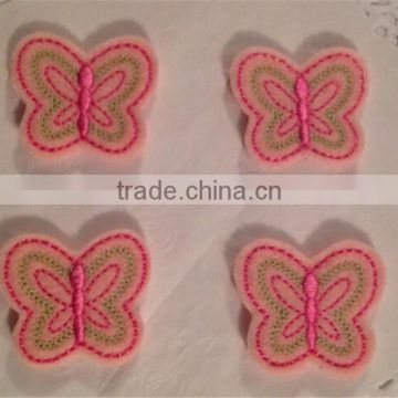 Hot sell Pink Embroidered Felt Butterfly applique made in China