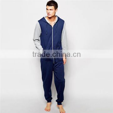 PA0041A Plain Adult Onesie Jumpsuit With Contrast Sleeve and Tipped Rib