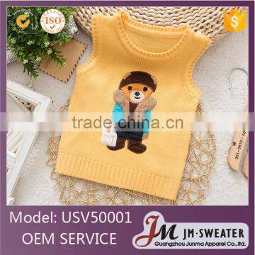 Latest crew neck boys computer knitted embroidery design baby sweater vest