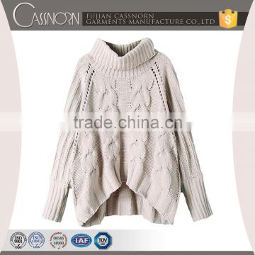 custom rolled neck long sleeves oversized aryan cable knitted jumper