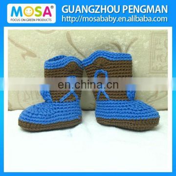 Handmade 100% Cotton Cowboy Ankle Boots Brown and sapphire