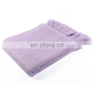 Wholesale Custom Soft Solid color Light Purple Throw Blanket For Sofa