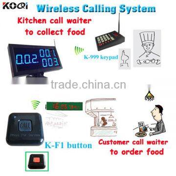 Electronic Restaurant Call System Digital Table Service K-4-Cblue+K-999+K-F1