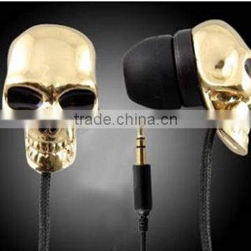 high quality in ear cute skull earphone for promotion and gifts and girls