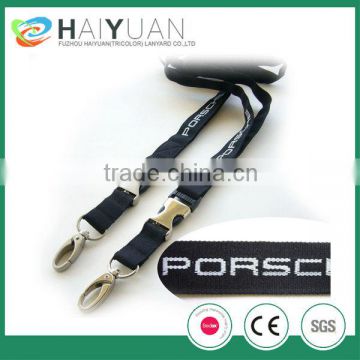 Promotional polyester woven logo lanyard with metal buckle
