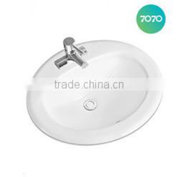 hot sale oval white colour above counter mounted single hole counter top basin 5501