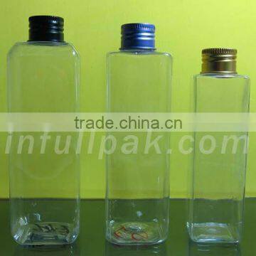 Clear Cylinder PET Plastic Bottle with Aluminum cap