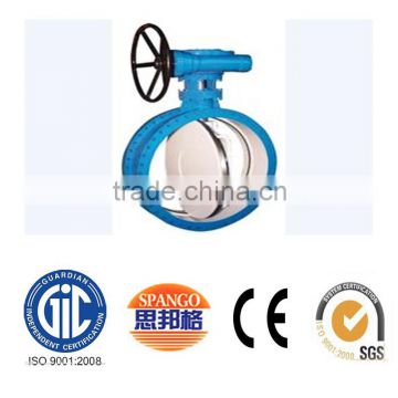 double flange butterfly valve with gear box in hot sale