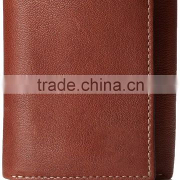 Popular hot sale 3 fold brown leather wallet for men