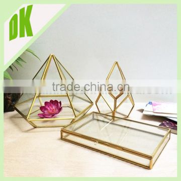 A~~ Air Plant Holder Sculpture Terrarium: big diamond shape geometric hanger planter>< air plant glass geometric terrarium gold