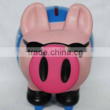 glass wear piggy coin bank, plastic pig coin bank, coin bank OEM