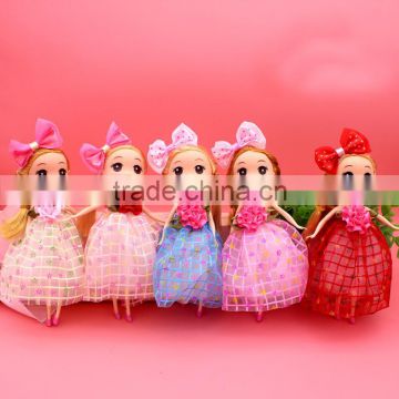 Korea style new fashion hot sale amazon Mobile phone bag chain wedding derss dolls pendant custom keychain