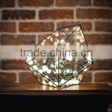 Medium Terrarium Icosahedron Stained Glass Vase Planter for indoor