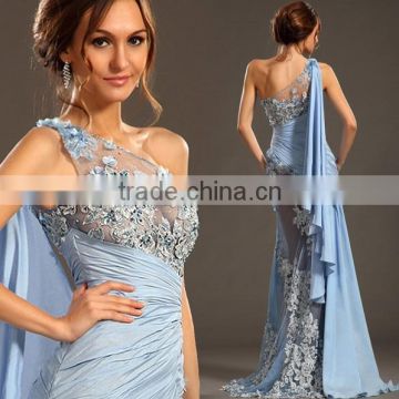 chiffon one shoulder long evening sexy transparent party dress