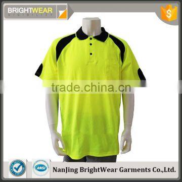 T/C contrast color safety custom printing pique reflective hi vis protective polo shirt