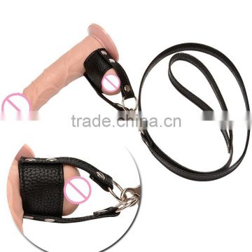 Pu Leather Penis Ring Chastity Devices Belt Cage Scrotum Testicle Cockring Stretcher Sex Toys