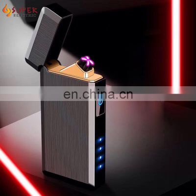 Top Quality Zinc Alloy Double Arc Battery Indicator Display Custom Logo Rechargeable USB Lighter