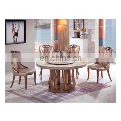 European elegant top solid wood base Marble  dinning tables glass table sets