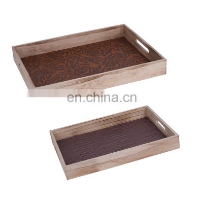 K&B wholesale leather top design wood large ottoman tray set of 2 for ottoman and coffee table