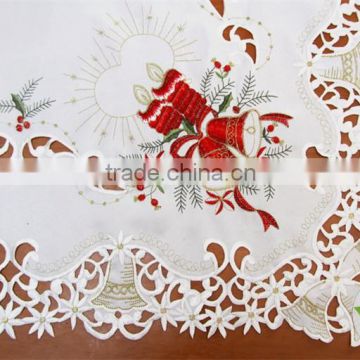 cheap hot sale Christmas golden flower candle bell hand embroidery designs tablecloth lmzc1001(4)