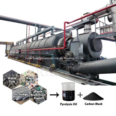 High efficiency fully continuous plastic recycling to fuel oil pyrolysis plant