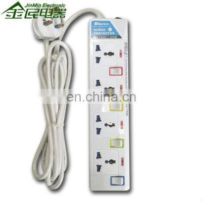 Yiwu 13A Power Socket 3M 4 Gang Lead Cords Universal Multi Plug Industrial Extension Socket